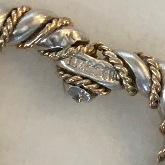TIFFANY & CO. Vintage Silver (925) 18k Gold Heart Rope Pendant Necklace - Picture 5 of 11